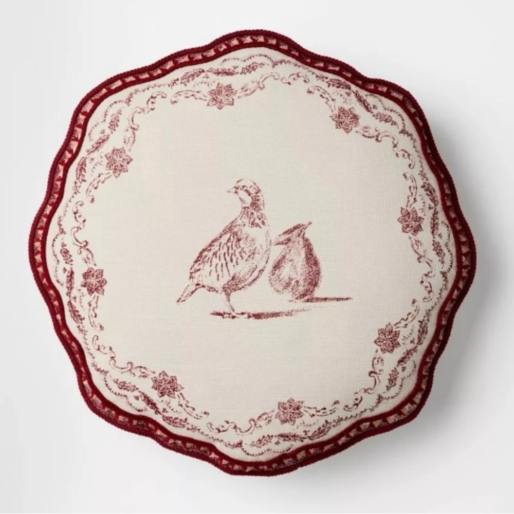 Christmas Burgundy Partridge Throw Pillow Threshold designed with Studio McGee